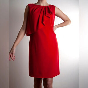 Moschino Cheap & Chic Shift Mini Dress Red Draped Ruffle Formal